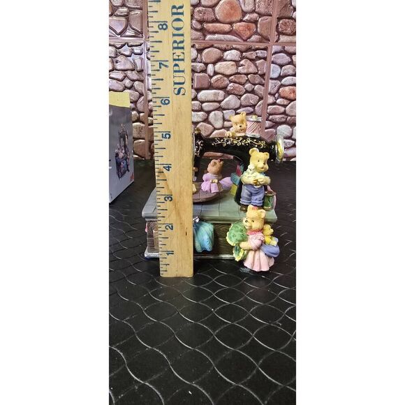 Bears Sewing Machine Music Box Sankyo Animated Turntable Resin - Picture 7 of 7